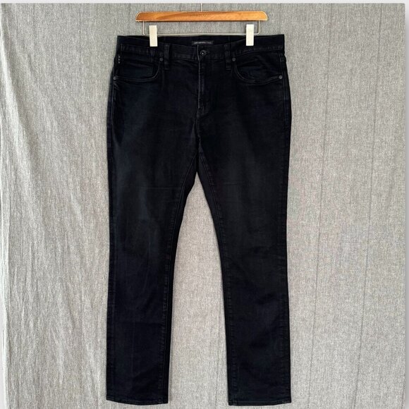John Varvatos Bowery Slim Straight Fit Jeans in Jet Black Denim Size 36x32 - Picture 1 of 7